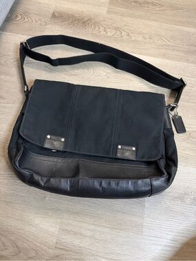 Coach Black Canvas & Leather Messenger Bag
